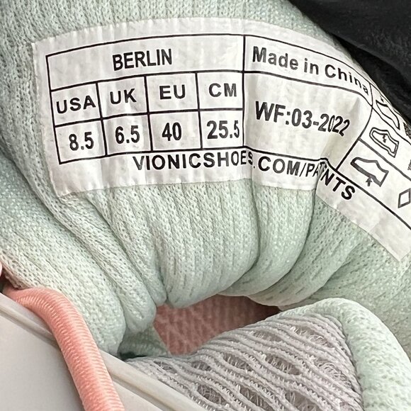 Vionic Berlin Womens 8.5  Gray Mint Mesh Athletic Slip On Sneakers Running Shoes - Picture 11 of 13